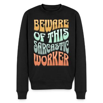 Sarcastique : Sarcasme ouvrier - Pull Premium bio Homme - noir - Devant - Nico (187cm)