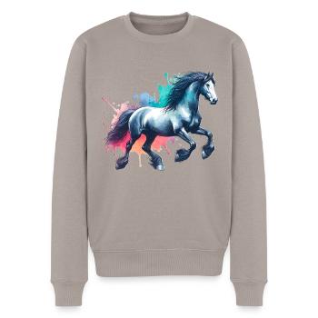 Cheval Frison Friesenpferd Pferd - Pull Premium bio Homme - taupe - Devant - Nico (187cm)