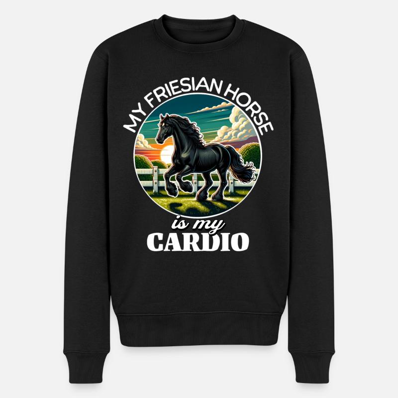 Cheval frison Pferd - Pull Premium bio Homme - noir