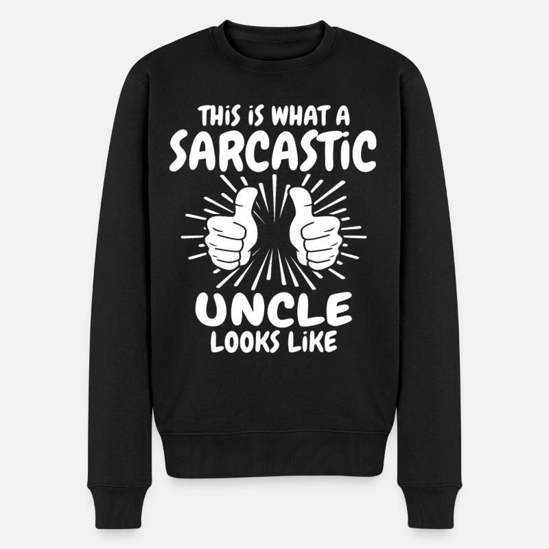 Sarkastischer Onkel - Männer Premium Bio Pullover - Schwarz
