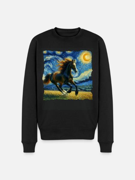 Irisches Zugpferd Starry Night - Männer Premium Bio Pullover - Schwarz