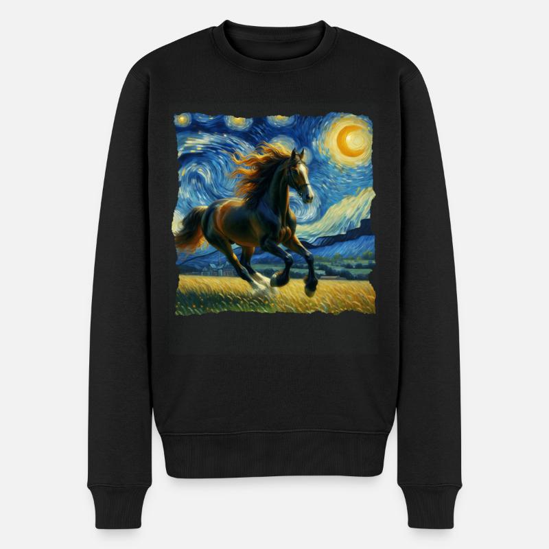 Irisches Zugpferd Starry Night - Männer Premium Bio Pullover - Schwarz