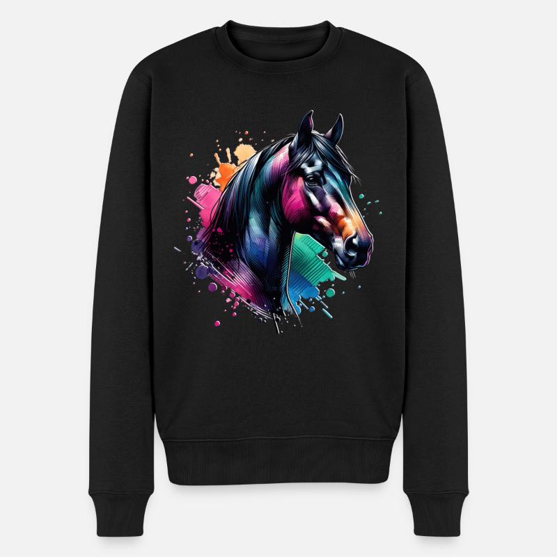Irisches Zugpferd Motiv Pferd - Männer Premium Bio Pullover - Schwarz