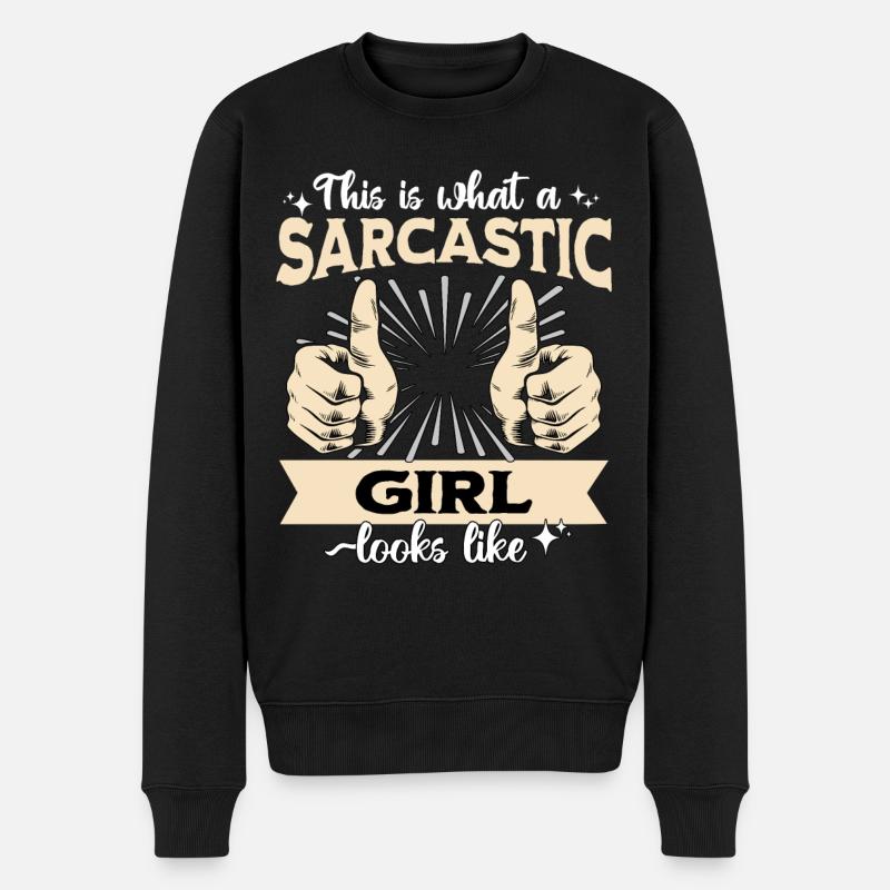 Sarcastique Fille Sarcastique - Pull Premium bio Homme - noir