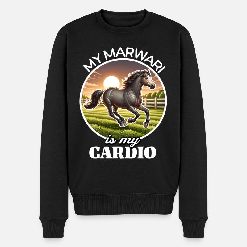 Marwari Pferd - Männer Premium Bio Pullover - Schwarz
