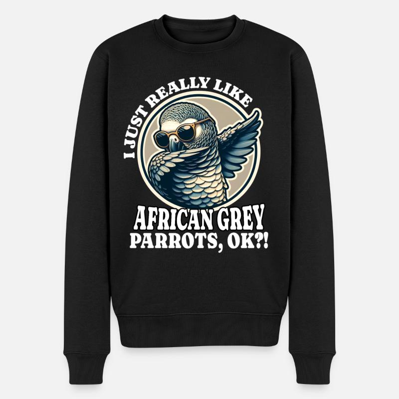 Ich Liebe Graupapagei Spruch - Männer Premium Bio Pullover - Schwarz