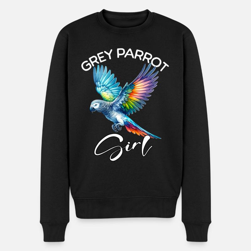 Grey Parrot Mädchen Graupapagei - Männer Premium Bio Pullover - Schwarz