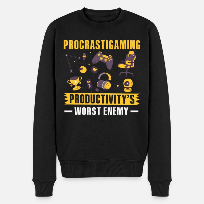 Gamer Procrastigaming Gaming - Männer Premium Bio Pullover - Schwarz