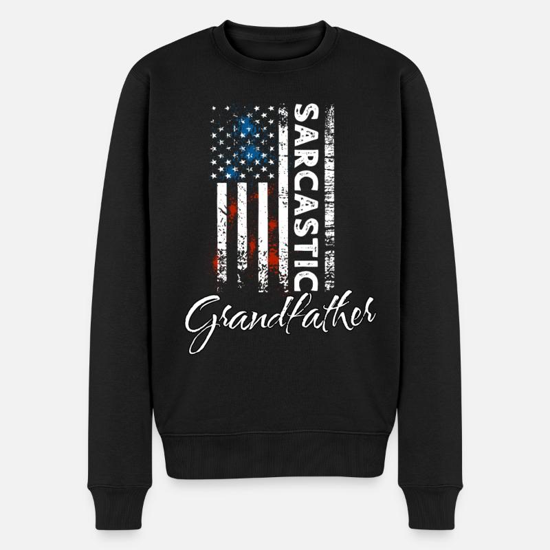 Sarkastischer Grossvater - Männer Premium Bio Pullover - Schwarz