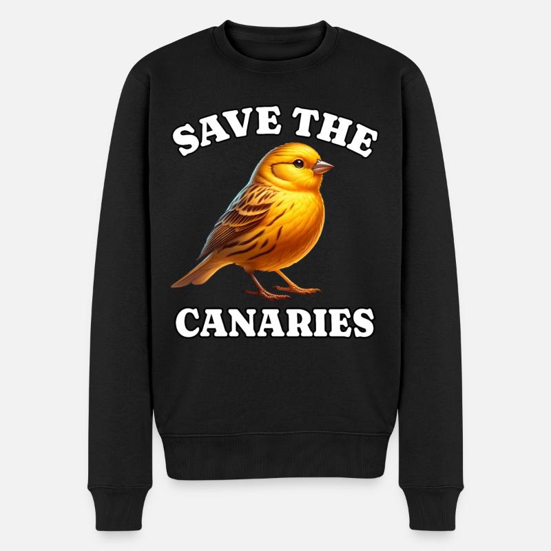 Kanarienvogel Save Canary - Männer Premium Bio Pullover - Schwarz