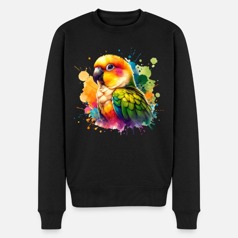 Motif perruche à tête jaune - Pull Premium bio Homme - noir