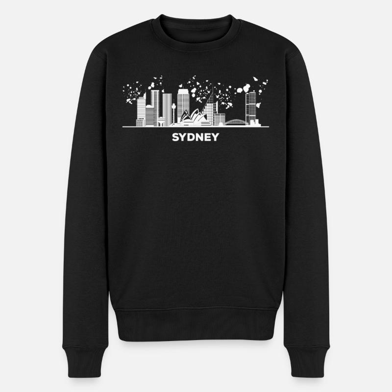 Sydneysiders Skyline Stadtbild Sydney - Männer Premium Bio Pullover - Schwarz