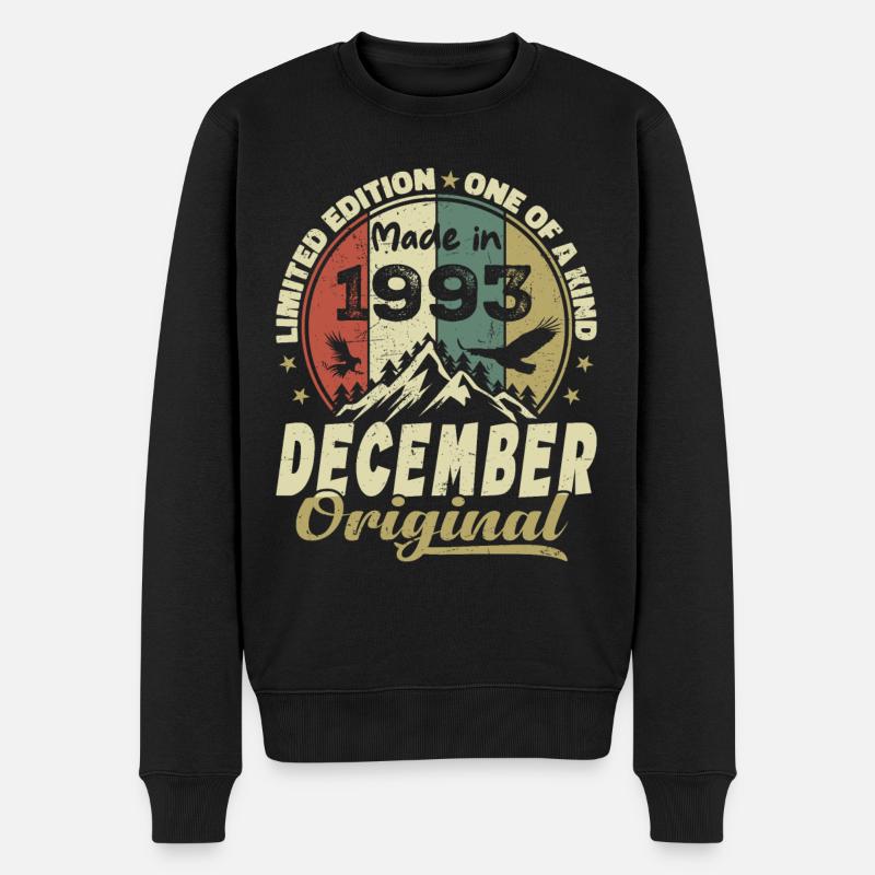 Vintage Retro Geburtstagsgeschenk - Dezember 1993 - Männer Premium Bio Pullover - Schwarz