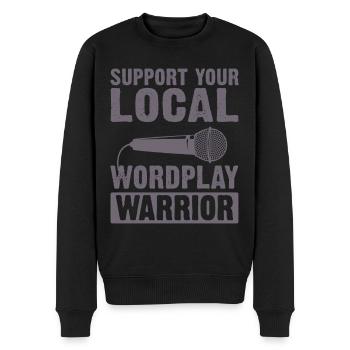 Poetry Slam Wortspiel Krieger Slam Poetry - Männer Premium Bio Pullover - Schwarz - Vorne - Nico (187cm)