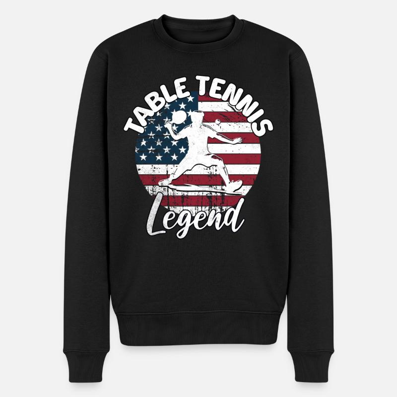 Table Tennis Sprüche - Männer Premium Bio Pullover - Schwarz