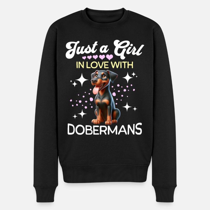 Dobermann Mädchen - Männer Premium Bio Pullover - Schwarz