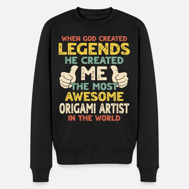 Origami - Männer Premium Bio Pullover - Schwarz