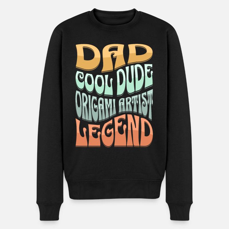 Papa Origami - Männer Premium Bio Pullover - Schwarz