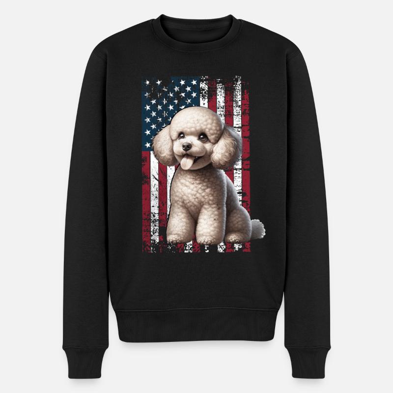 Poodle US Pudel - Männer Premium Bio Pullover - Schwarz