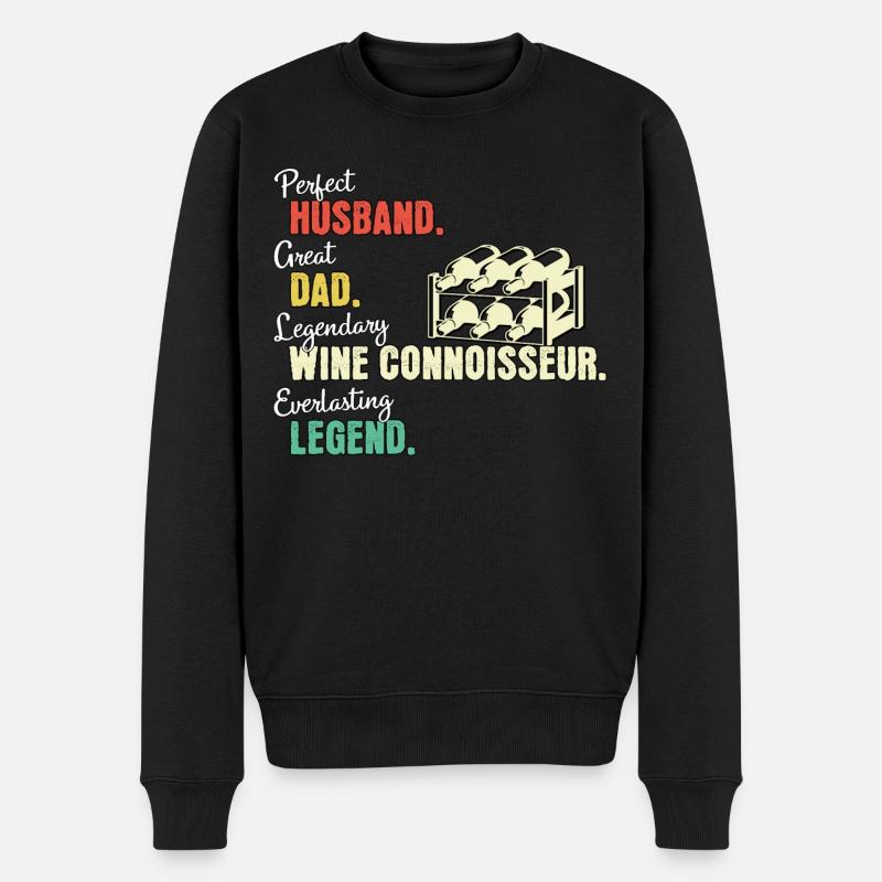 Weinkenner Papa - Männer Premium Bio Pullover - Schwarz