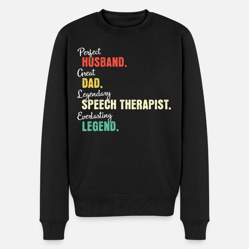 Sprachtherapeut Papa - Männer Premium Bio Pullover - Schwarz