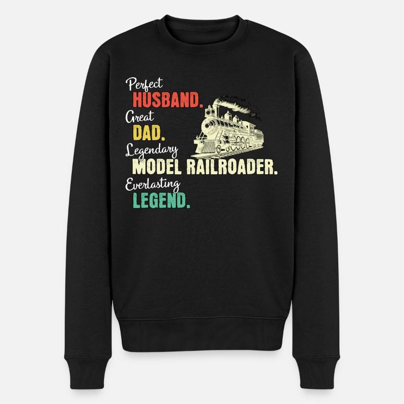 Modelleisenbahner Papa - Männer Premium Bio Pullover - Schwarz