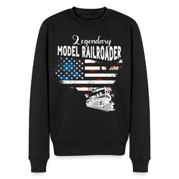 Modelleisenbahner US - Männer Premium Bio Pullover - Schwarz - Vorne - Nico (187cm)