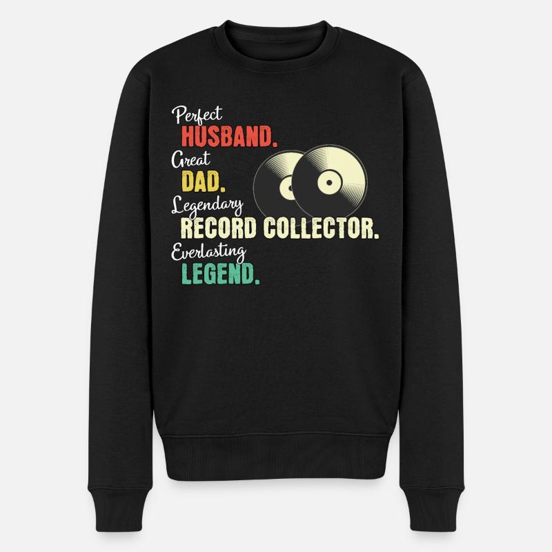 Papa collectionneur de disques - Pull Premium bio Homme - noir
