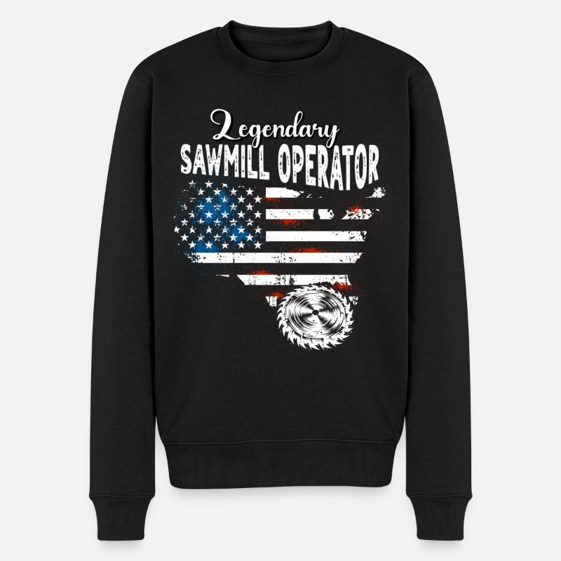 Sägewerksarbeiter US - Männer Premium Bio Pullover - Schwarz