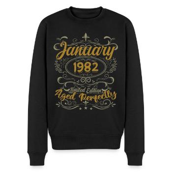 Januar Geburtstagsgeschenk Geboren im Januar 1982 - Männer Premium Bio Pullover - Schwarz - Vorne - Nico (187cm)