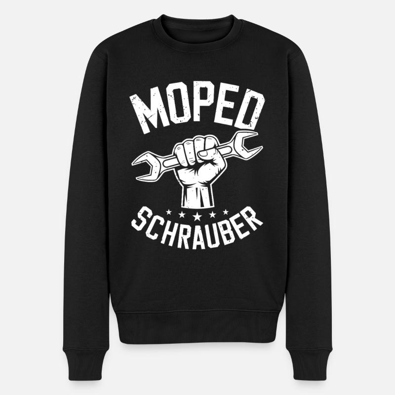 Moped Mechaniker Oldtimer Moped Schrauber - Männer Premium Bio Pullover - Schwarz