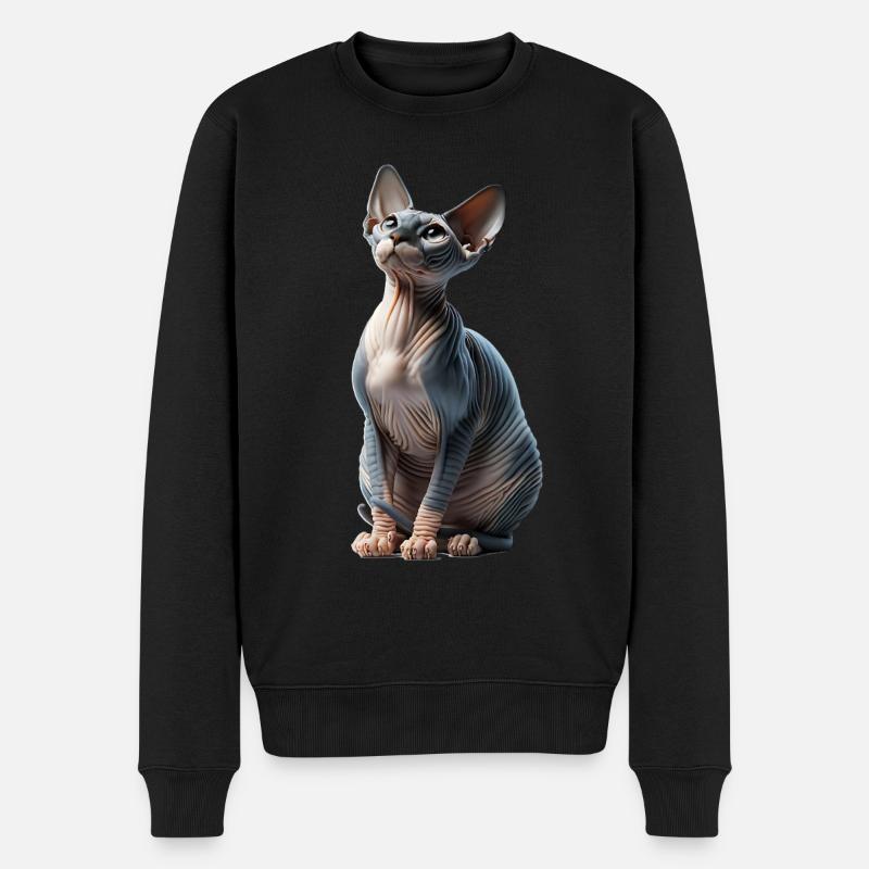 Sphynxkatze Chat Sphynx - Pull Premium bio Homme - noir