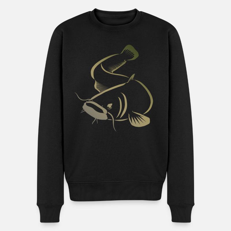 Waller Welsangeln - Männer Premium Bio Pullover - Schwarz