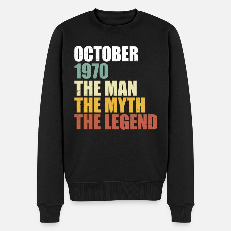 Octobre 1970 - Man Myth Legend Retro - Pull Premium bio Homme - noir