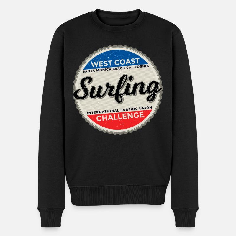 Surfen - Männer Premium Bio Pullover - Schwarz