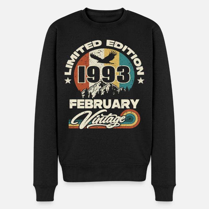 Anniversaire rétro vintage février 1993 - Pull Premium bio Homme - noir