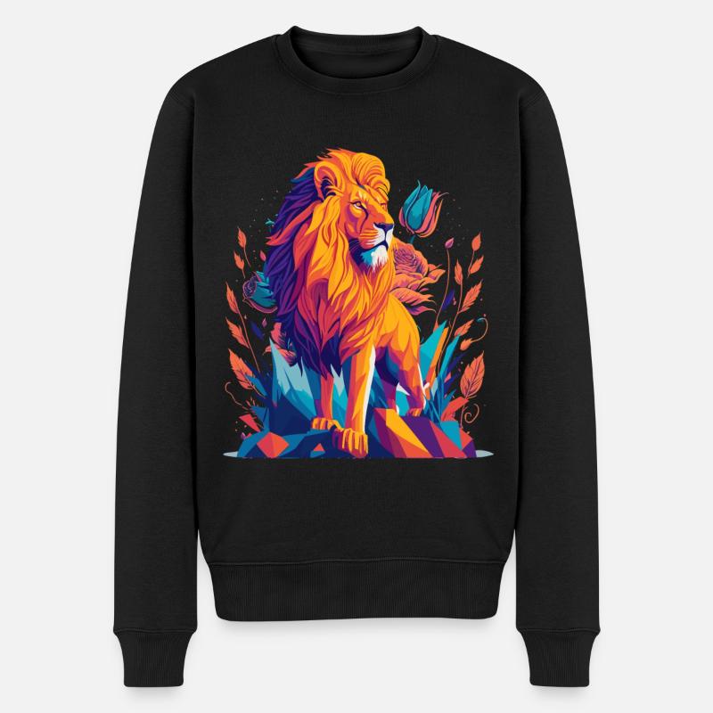 Polygone du Lion majestueux - Pull Premium bio Homme - noir