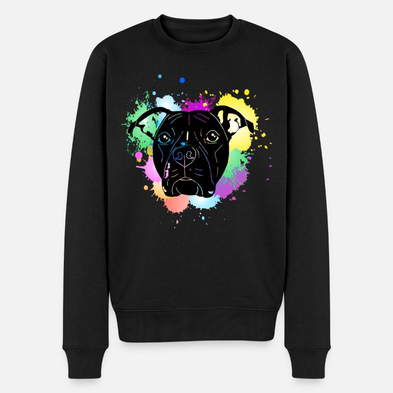 Pitbull Terrier mit Splash - Männer Premium Bio Pullover - Schwarz