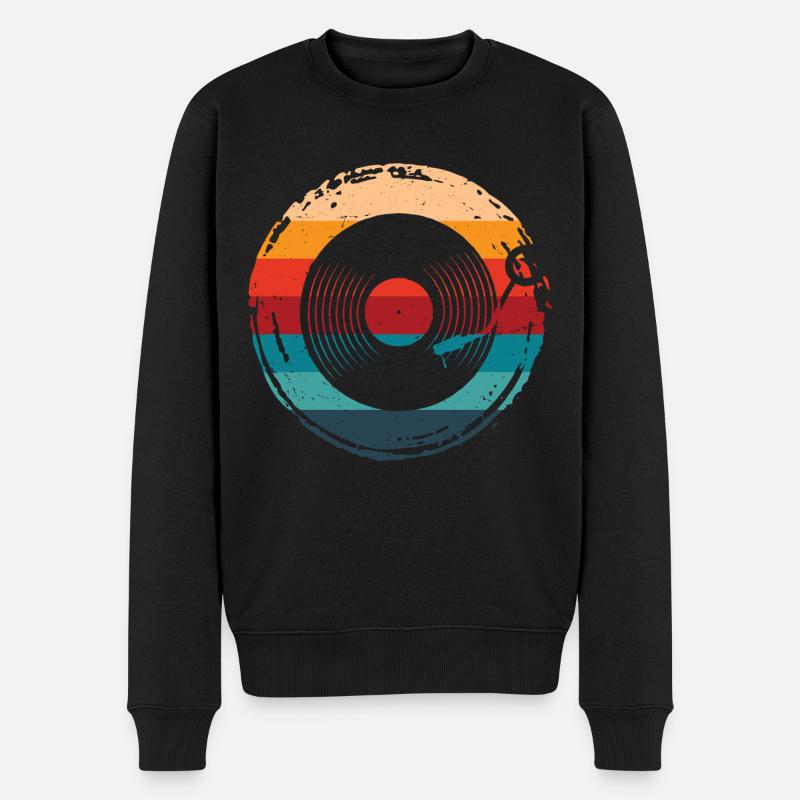 Disque Vinyle, Rétro - Pull Premium bio Homme - noir