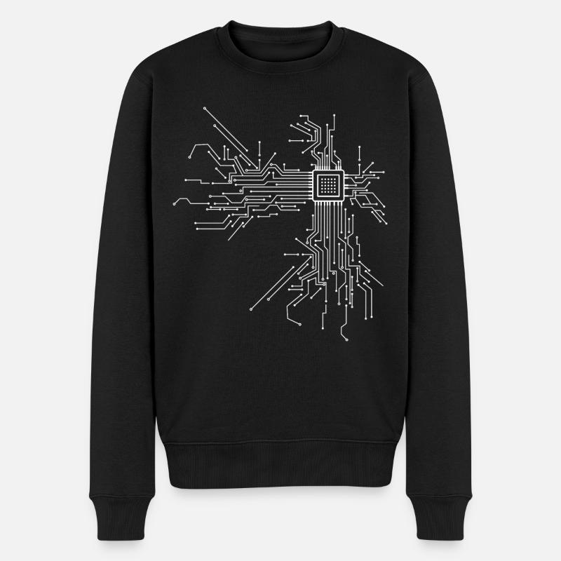Platine Chip Circuitboard mit CPU Computer Design - Männer Premium Bio Pullover - Schwarz