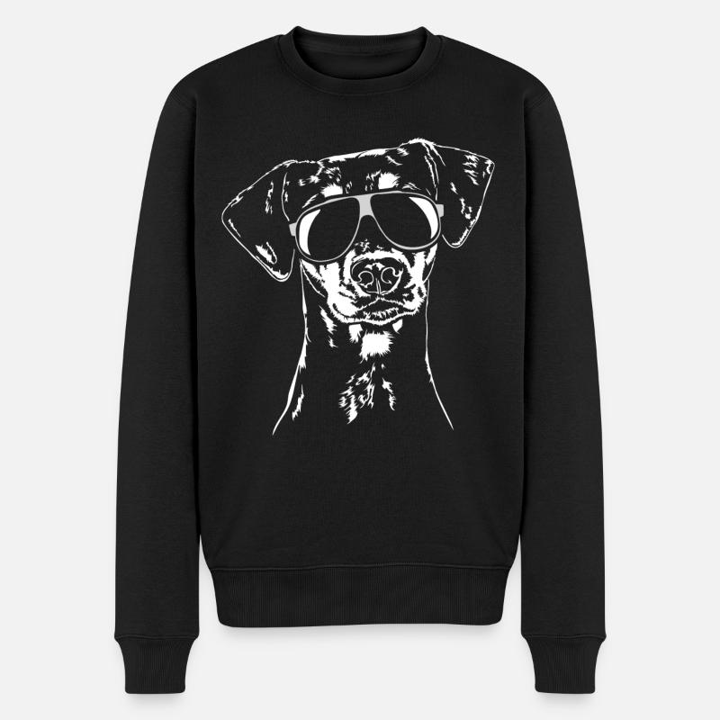 DEUTSCHER PINSCHER cool Sonnenbrille Hund Wilsigns - Männer Premium Bio Pullover - Schwarz