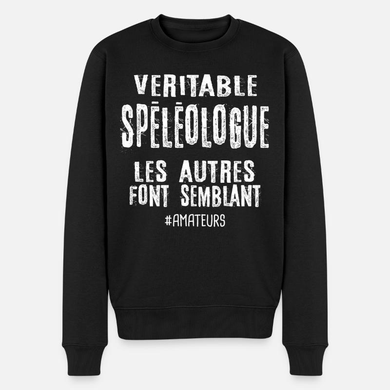 Véritable spéléologue , les autres font semblant - Pull Premium bio Homme - noir
