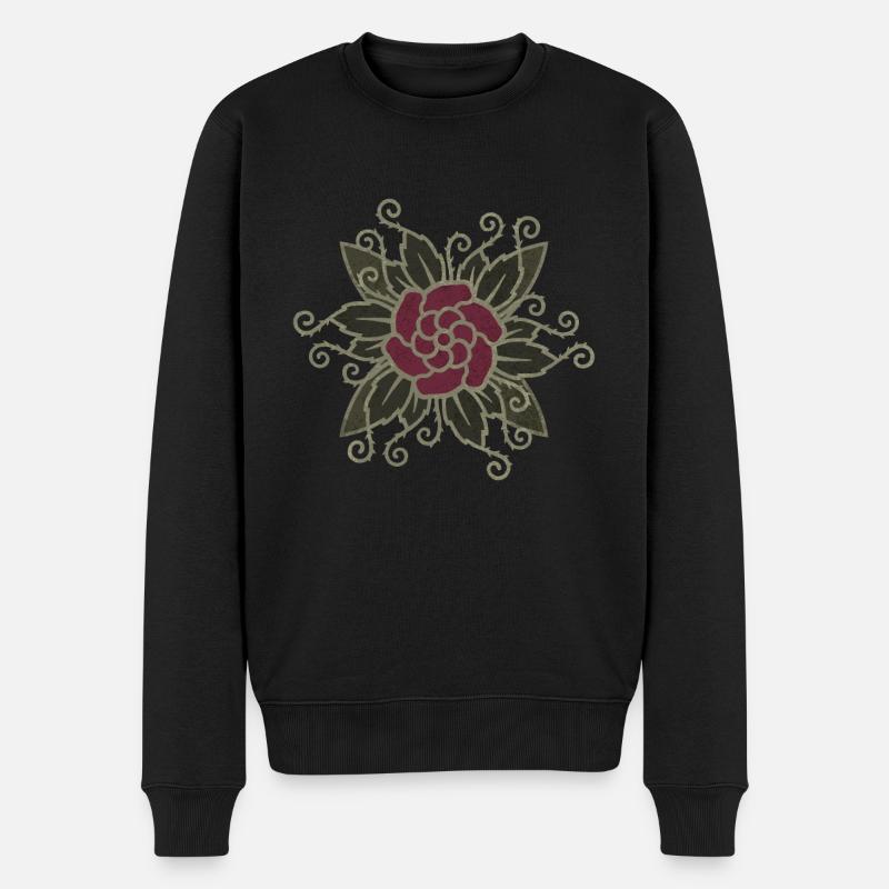 Wilde Rose - Männer Premium Bio Pullover - Schwarz
