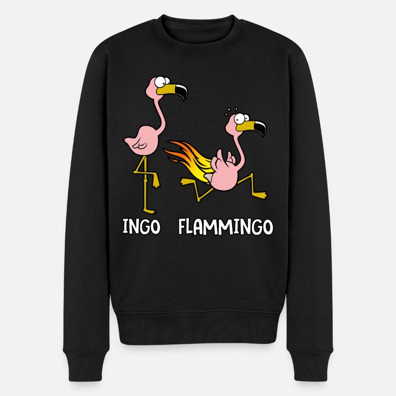 Ingo Flammingo - Männer Premium Bio Pullover - Schwarz