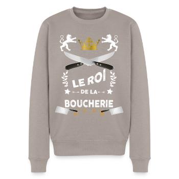 Roi De la Boucherie Métier Boucher Humour - Pull Premium bio Homme - taupe - Devant - Nico (187cm)