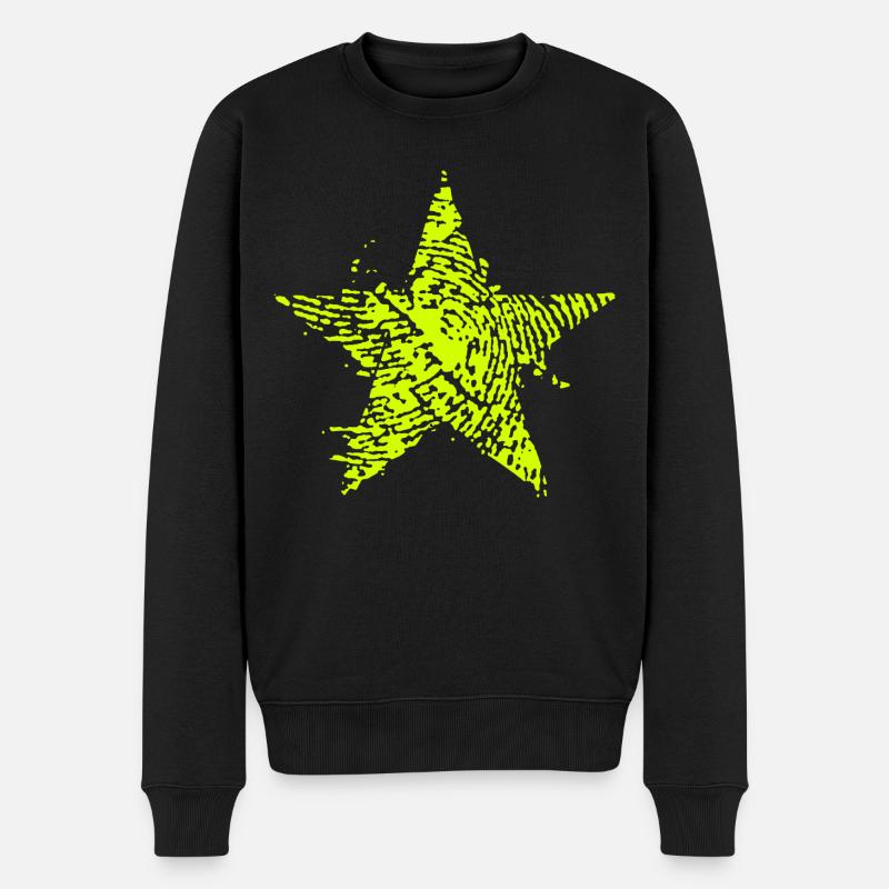 Neon Stern Fingerabdruck - Männer Premium Bio Pullover - Schwarz