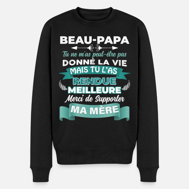 Beau papa génial, idée cadeau citation beau père - Pull Premium bio Homme - noir