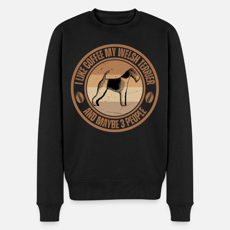 Welsh Terrier Kaffee Hund Cafe - Männer Premium Bio Pullover - Schwarz