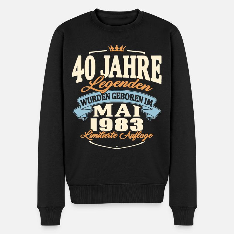 1983Geburtstag Mai 1983 Mai 1983 geboren 40 Jahre - Männer Premium Bio Pullover - Schwarz