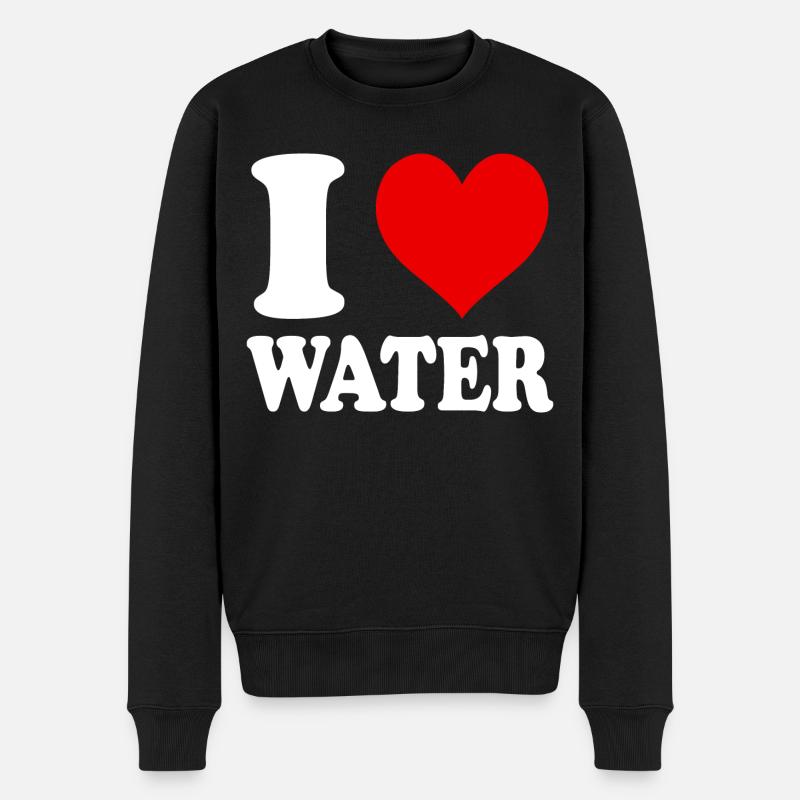Ich liebe Wasserherz Lustig Witzig - Männer Premium Bio Pullover - Schwarz